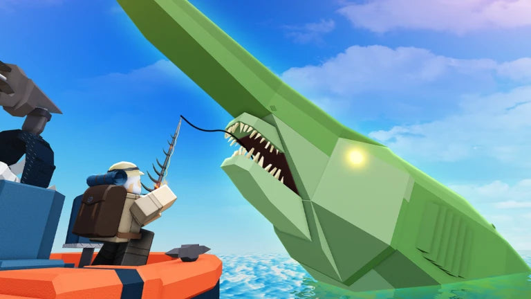 Hooking a giant shark in Fisch – A Roblox fisherman battles the ocean’s predator!